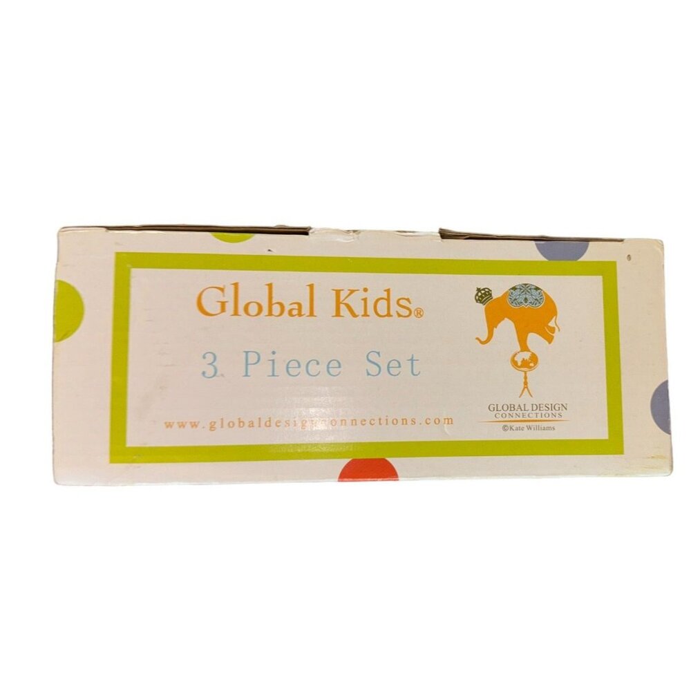 Vintage Global Design Child 3 Piece Dinner Set Boy and Teddy Design - Picture 2 of 16